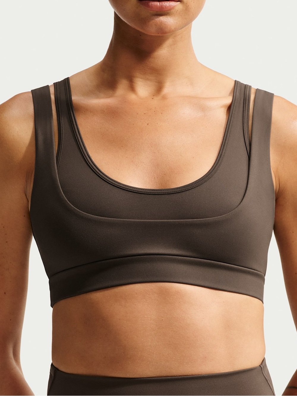 Nike skims double strap scoop bra BR-SPT-6022W color dark sepia